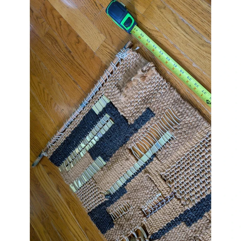 1970s Studio Woven Tapestry Abstract Boho MCM Seashell Textile Fiber Craft 48